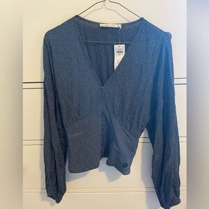 Abercrombie & Fitch Blue Long Sleeve Wrap Blouse